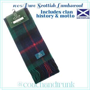 100% Scottish Lambswool CLAN HISTORY & MOTTO INCLUDED Scarf GUARANTEED 100%